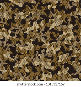 Urban camouflage seamless pattern. Abstract military hexagon style. Camouflage seamless pattern for army, navy, hunting, fashion cloth textile. Colorful modern soldier style. Vector facric texture