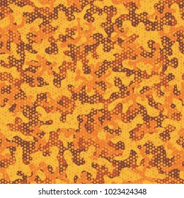 Urban camouflage seamless pattern. Abstract military hexagon style. Camouflage seamless pattern for army, navy, hunting, fashion cloth textile. Colorful modern soldier style. Vector honeycomb texture