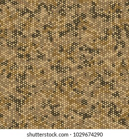 Urban camouflage seamless pattern. Abstract military hexagon style. Camouflage seamless pattern for army, navy, hunting, fashion cloth textile. Colorful modern soldier style. Vector honeycomb texture.