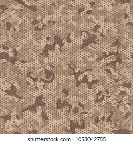 Urban camouflage seamless pattern. Abstract military hexagon style. Camouflage seamless pattern for army, navy, hunting, fashion cloth textile. Colorful modern soldier style. Vector honeycomb texture