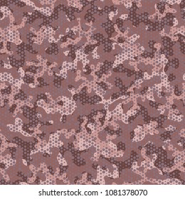 Urban camouflage seamless pattern. Abstract military hexagon style. Camouflage seamless pattern for army, navy, hunting, fashion cloth textile. Colorful modern soldier style. Vector honeycomb texture