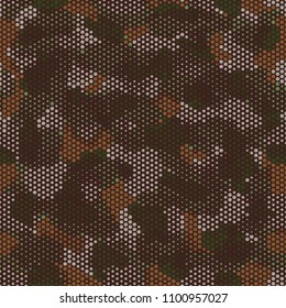 Urban camouflage seamless pattern. Abstract military hexagon style. Camouflage seamless pattern for army, navy, hunting, fashion cloth textile. Colorful modern soldier style. Vector honeycomb texture