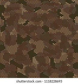 Urban camouflage seamless pattern. Abstract military hexagon style. Camouflage seamless pattern for army, navy, hunting, fashion cloth textile. Colorful modern soldier style. Vector honeycomb texture