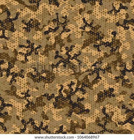 Urban camouflage seamless pattern. Abstract military hexagon style. Camouflage seamless pattern for army, navy, hunting, fashion cloth textile. Colorful modern soldier style. Vector honeycomb texture