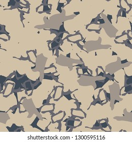 Urban camouflage of various shades of beige and blue colors. It is a colorful seamless pattern that can be used as a camo print for clothing and background and backdrop or computer wallpaper