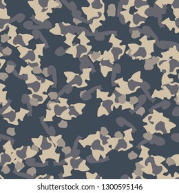 Urban camouflage of various shades of beige and blue colors. It is a colorful seamless pattern that can be used as a camo print for clothing and background and backdrop or computer wallpaper