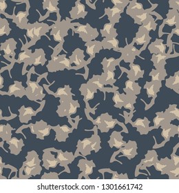 Urban camouflage of various shades of beige and blue colors. It is a colorful seamless pattern that can be used as a camo print for clothing and background and backdrop or computer wallpaper