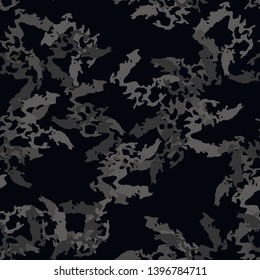 Urban camouflage of various shades of black and grey colors. It is a colorful seamless pattern that can be used as a camo print for clothing and background and backdrop or computer wallpaper