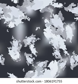 Urban camouflage of various shades of black, grey and blue colors. It is a colorful seamless pattern that can be used as a camo print for clothing and background and backdrop or computer wallpaper