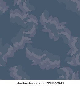 Urban camouflage of various shades of blue and purlpe colors. It is a colorful seamless pattern that can be used as a camo print for clothing and background and backdrop or computer wallpaper
