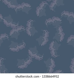 Urban camouflage of various shades of blue and purlpe colors. It is a colorful seamless pattern that can be used as a camo print for clothing and background and backdrop or computer wallpaper