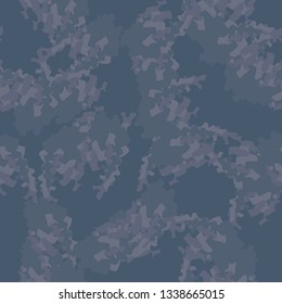 Urban camouflage of various shades of blue and purlpe colors. It is a colorful seamless pattern that can be used as a camo print for clothing and background and backdrop or computer wallpaper