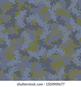 Urban camouflage of various shades of green and blue colors. It is a colorful seamless pattern that can be used as a camo print for clothing and background and backdrop or computer wallpaper