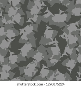 Urban camouflage of various shades of grey and green colors. It is a colorful seamless pattern that can be used as a camo print for clothing and background and backdrop or computer wallpaper