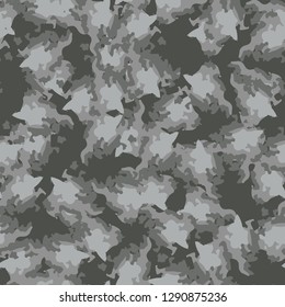 Urban camouflage of various shades of grey and green colors. It is a colorful seamless pattern that can be used as a camo print for clothing and background and backdrop or computer wallpaper