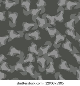 Urban camouflage of various shades of grey and green colors. It is a colorful seamless pattern that can be used as a camo print for clothing and background and backdrop or computer wallpaper