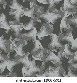 Urban camouflage of various shades of grey and green colors. It is a colorful seamless pattern that can be used as a camo print for clothing and background and backdrop or computer wallpaper