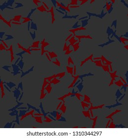 Urban camouflage of various shades of grey, blue and red colors. It is a colorful seamless pattern that can be used as a camo print for clothing and background and backdrop or computer wallpaper