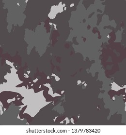 Urban camouflage of various shades of grey and purple colors. It is a colorful seamless pattern that can be used as a camo print for clothing and background and backdrop or computer wallpaper
