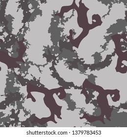 Urban camouflage of various shades of grey and purple colors. It is a colorful seamless pattern that can be used as a camo print for clothing and background and backdrop or computer wallpaper