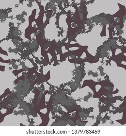 Urban camouflage of various shades of grey and purple colors. It is a colorful seamless pattern that can be used as a camo print for clothing and background and backdrop or computer wallpaper