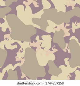 Urban camouflage of various shades of grey, beige and violet colors. It is a colorful seamless pattern that can be used as a camo print for clothing and background and backdrop or computer wallpaper