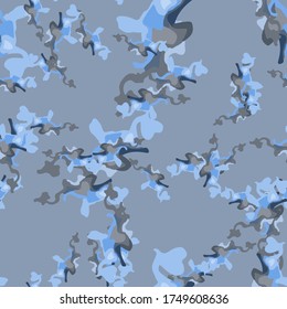 Urban camouflage of various shades of grey and blue colors. It is a colorful seamless pattern that can be used as a camo print for clothing and background and backdrop or computer wallpaper