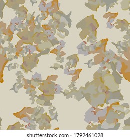 Urban camouflage of various shades of grey and orange colors. It is a colorful seamless pattern that can be used as a camo print for clothing and background and backdrop or computer wallpaper