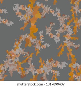 Urban camouflage of various shades of grey, orange and red colors. It is a colorful seamless pattern that can be used as a camo print for clothing and background and backdrop or computer wallpaper