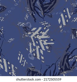 Urban camouflage of various shades of grey and blue colors. It is a colorful seamless pattern that can be used as a camo print for clothing and background and backdrop or computer wallpaper