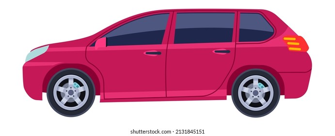 Urban Car Icon. Red Hatchback Side View