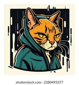 Urban Cat Character Flat Icon Isolated On White Background
