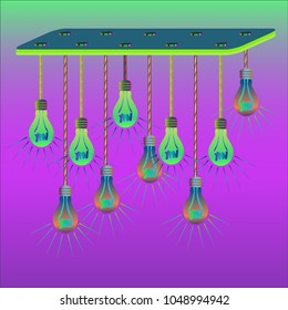 Urban chandelier rustic lighting with varying long Edison bulb.