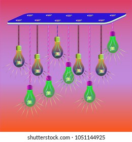 Urban chandelier rustic lighting with varying long Edison bulb.