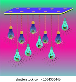 Urban chandelier rustic lighting with varying long Edison bulb.