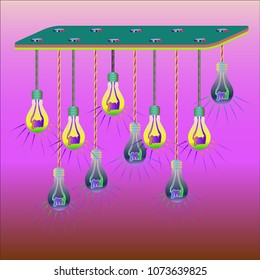 Urban chandelier rustic lighting with varying long Edison bulb.