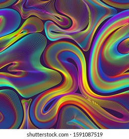 Urban chaotic seamless pattern. Swatch of gradient color winding lines.