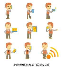 urban character set in different poses. simple flat design.