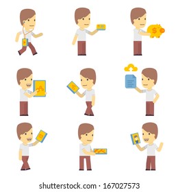 urban character set in different poses. simple flat design.