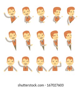 urban character set in different poses. simple flat design.