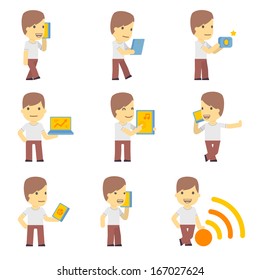 urban character set in different poses. simple flat design.