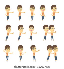 urban character set in different poses. simple flat design.