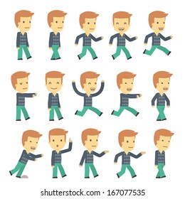 urban character set in different poses. simple flat design.