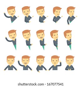 urban character set in different poses. simple flat design.