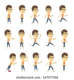 urban character set in different poses. simple flat design.