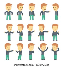 urban character set in different poses. simple flat design.