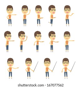 urban character set in different poses. simple flat design.