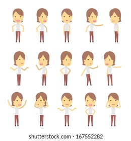 urban character set in different poses. simple flat design.