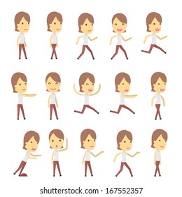 urban character set in different poses. simple flat design.