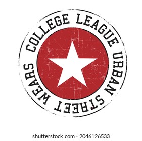  urban circle street star illustration for t-shirt design red and white editable